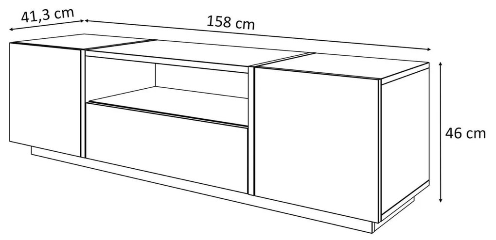TV STOLÍK SANTINO DUB FLAGSTAFF + ČIERNY 158 cm