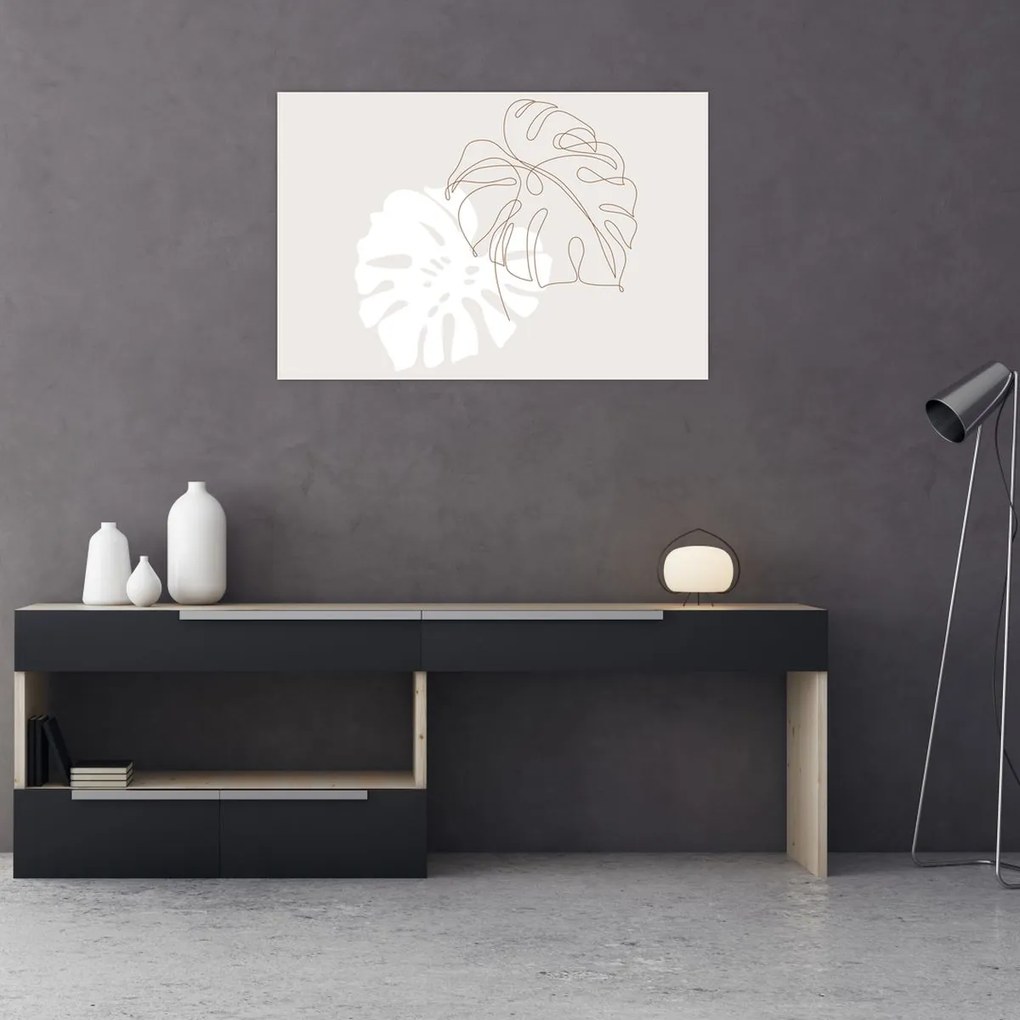 Obraz - Line art monstera N⁰2 (90x60 cm)