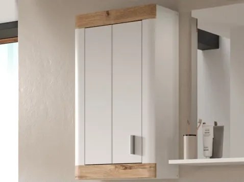 Závesná kúpeľňová skrinka Laredo, 45 cm, biela/dub nox%