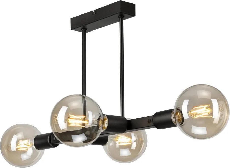 Luster na tyči ASTRID 4xE27/60W/230V čierna