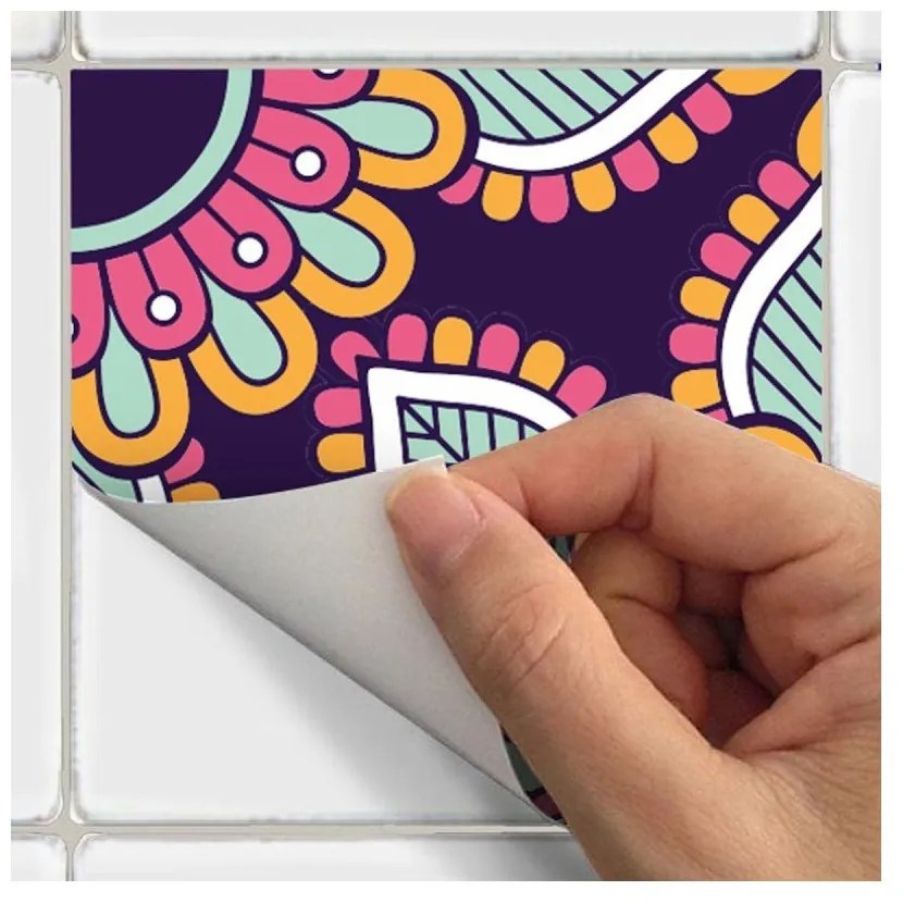 Sada 30 nástenných samolepiek Ambiance Wall Stickers Tiles Azulejos Mariska, 15 × 15 cm