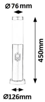 Rabalux 8267 - Vonkajšia lampa so senzorom INOX TORCH 1xE27/25W IP44