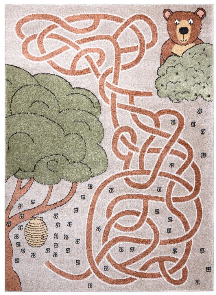 Detský kusový koberec Fun Honey with Bear beige, 280x370, hnedá, detská izba, Dywany Łuszczów
