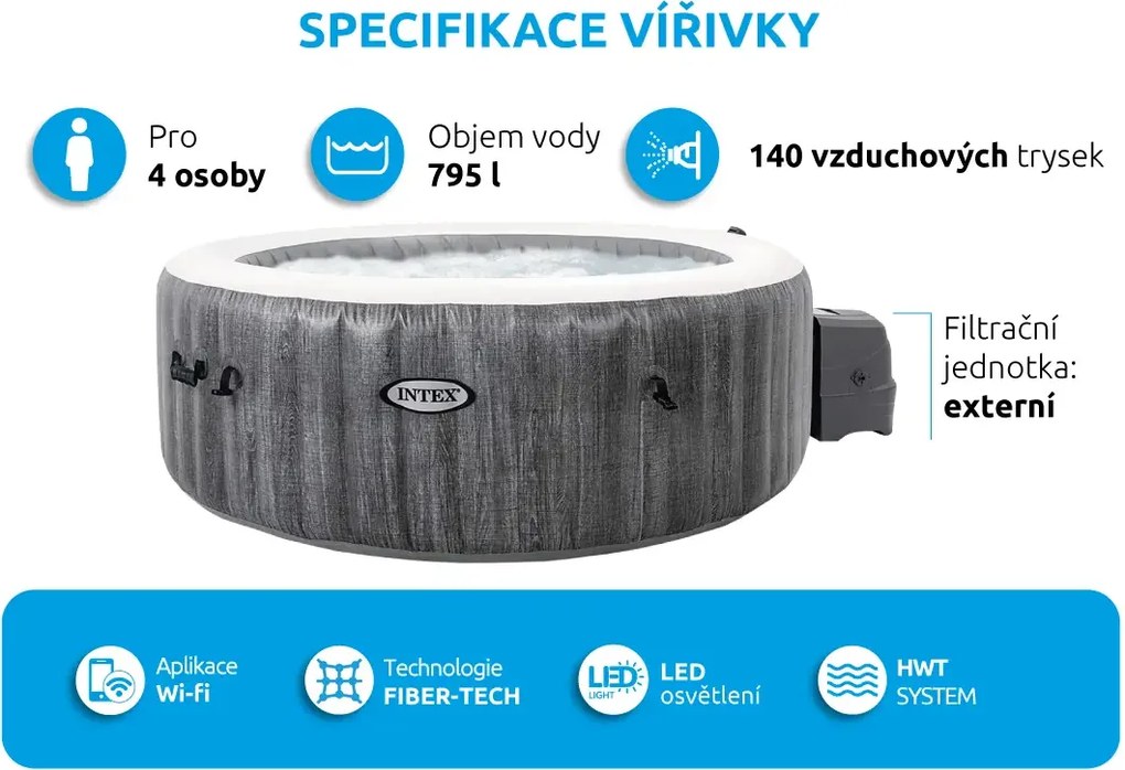 Intex | Vírivý bazén Pure Spa - Bubble Greywood Deluxe NP 4 | 11400315