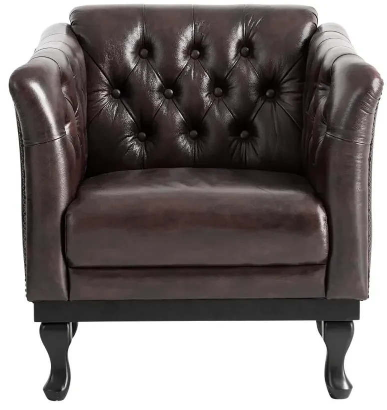 furniture-nabytek.cz - Masívne kreslo Chesterfield Dover z pravej kože, hnedé