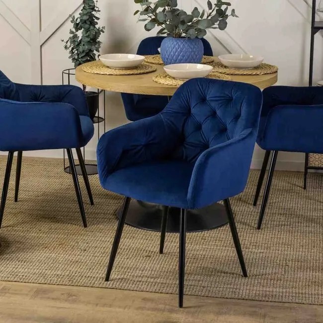 Dizajnová jedálenská stolička Ravenna modrá velúr