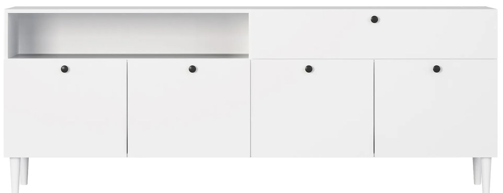 Komoda so skrinkami a zásuvkou DULLUM 200x75cm, biela