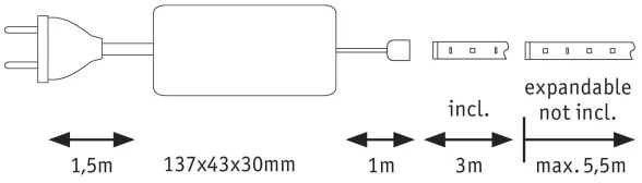 Paulmann 70666 - LED/20W IP44 Stmievateľný kúpeľňový pásik MAXLED 3 m 2700K 230V