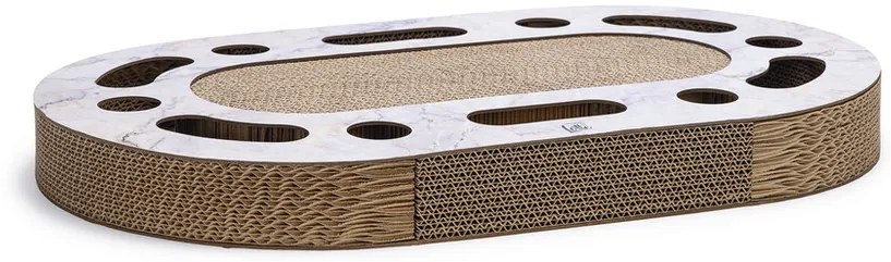 Dizajnové mačacie kartónové škrabadlo s hrou Meda béžové