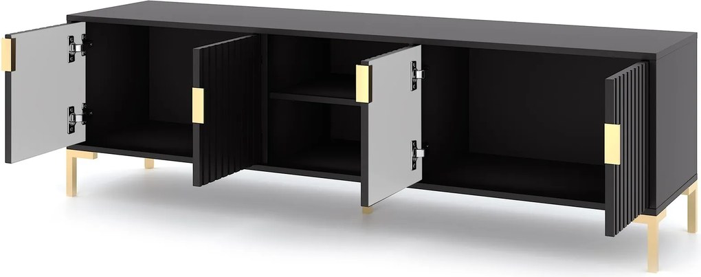 TV stolík Flinn 165 cm čierny/zlatý