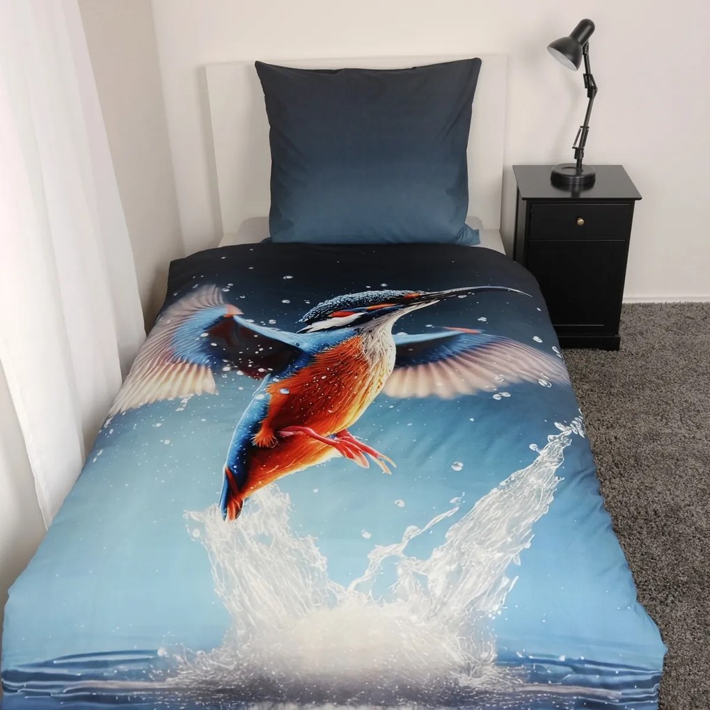 Bavlnené posteľné prádlo Herding Kingfisher, 135 x200 cm, 80 x 80 cm