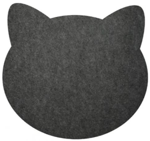 Filcové prestieranie s mačkou - 1 ks alebo súprava 4 ks, čierna alebo sivá sivá - 1ks