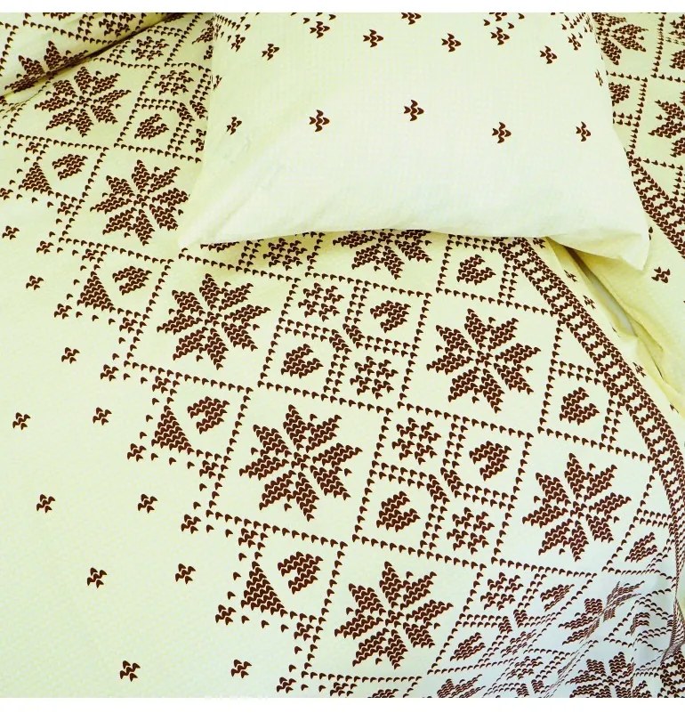 Obliečky bavlnené Etno krémovo-hnedé EMI, Štandardný set jednolôžko obsahuje 1x 140x200 + 1x 70x90