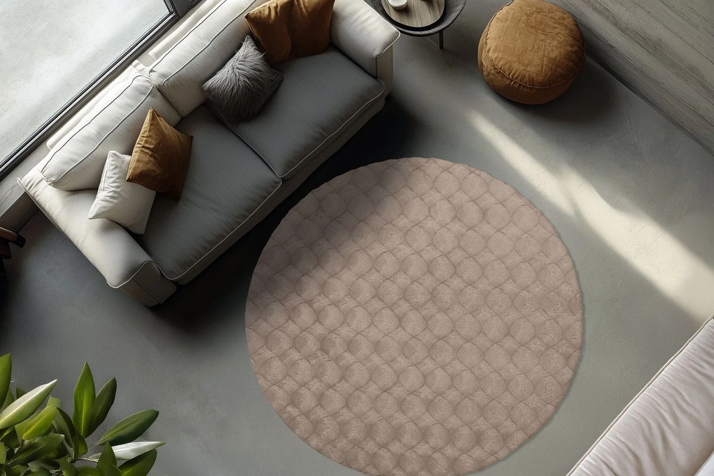 Obsession, Kusový koberec Diamond Cut 800 Taupe kruh, 120x120 (priemer) kruh, hnedá, obývacia izba