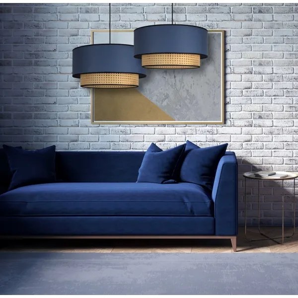 Duolla - Luster na lanku BOHO 1xE27/15W/230V pr. 45 cm modrá/ratan