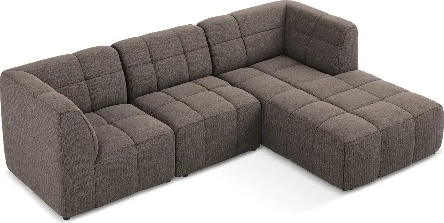 Hnedá rohová pohovka z textílie buklé (pravý roh/s leňoškou) Aloha – Makamii