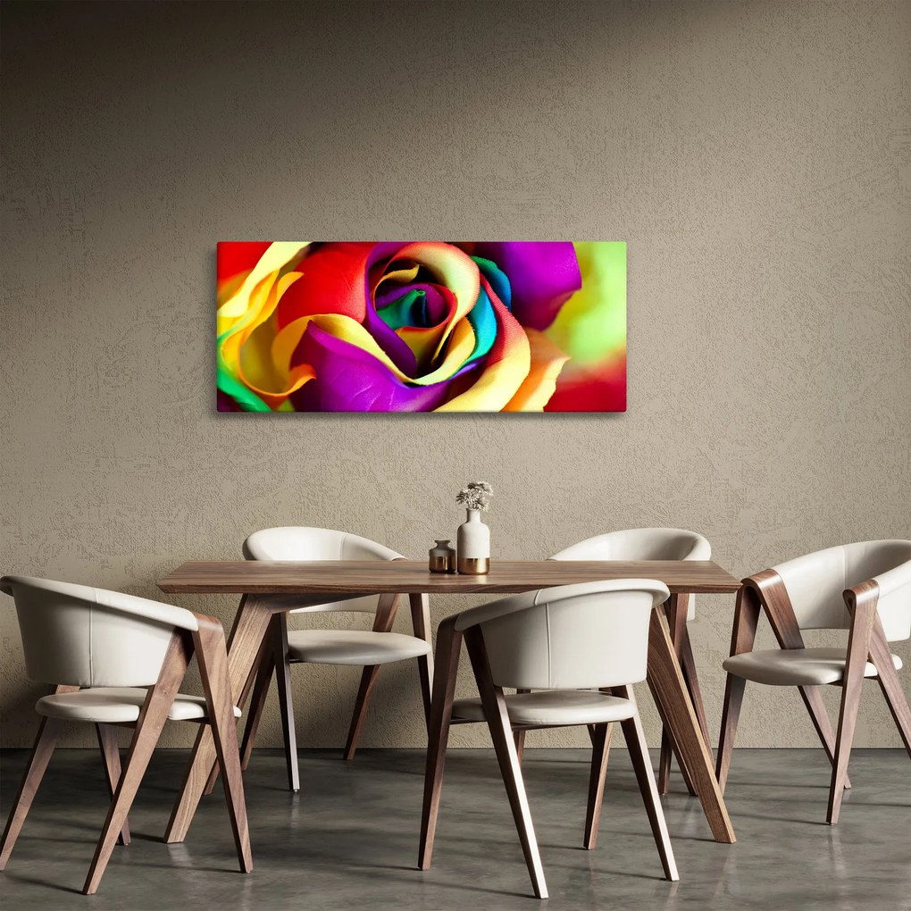 Obraz - Farebná ruža (120x50 cm)