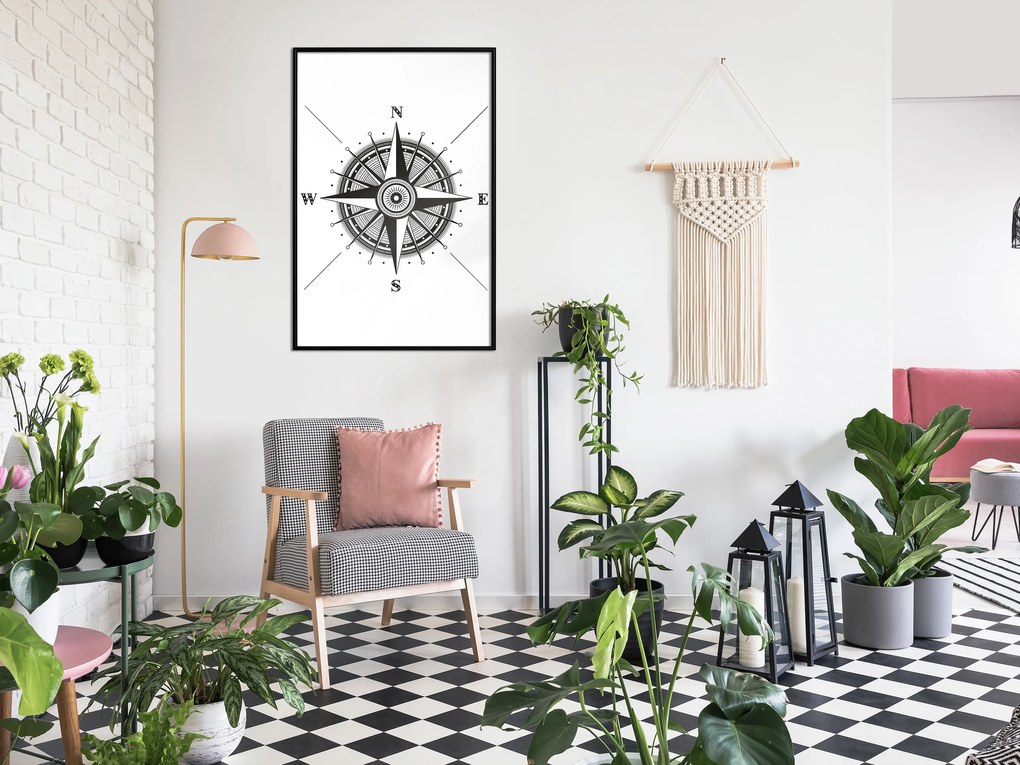 Artgeist Plagát - Compass [Poster] Veľkosť: 30x45, Verzia: Zlatý rám