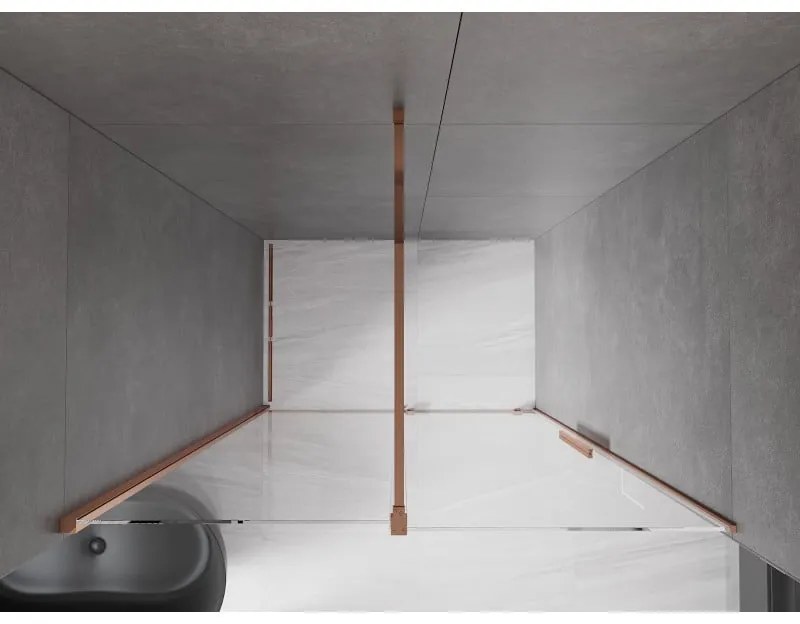 Mexen Velar, posuvné dvere do otvoru 150x200 cm, 8mm číre sklo, ružové zlato, 871-150-000-01-60