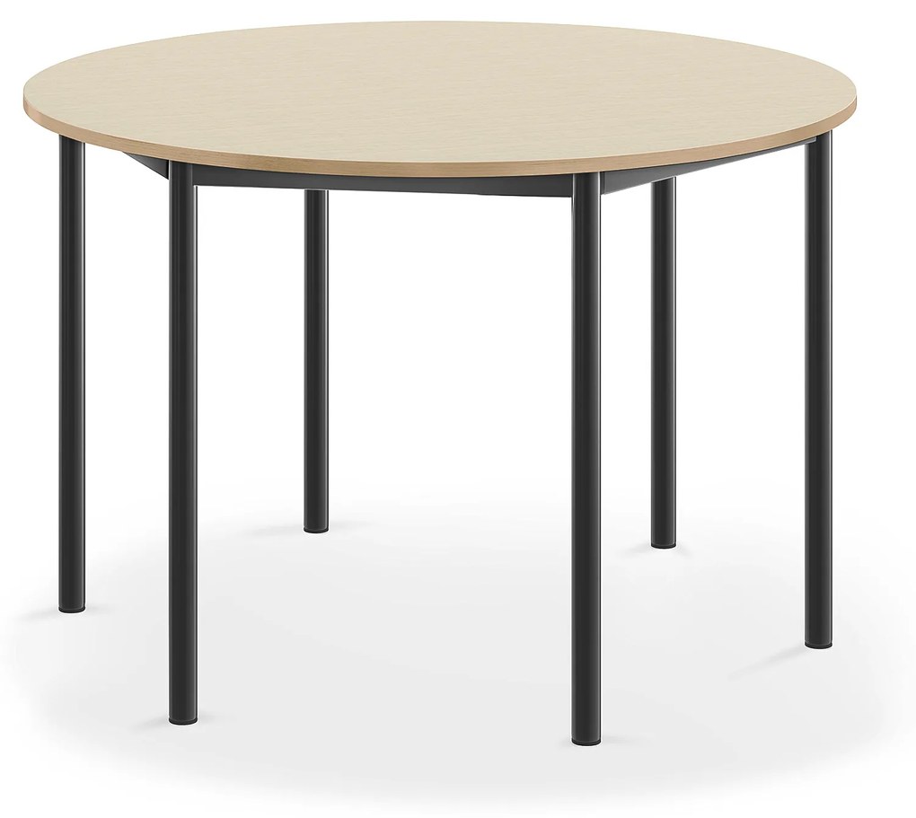 Stôl BORÅS, kruh, Ø1200x760 mm, laminát - breza, antracit