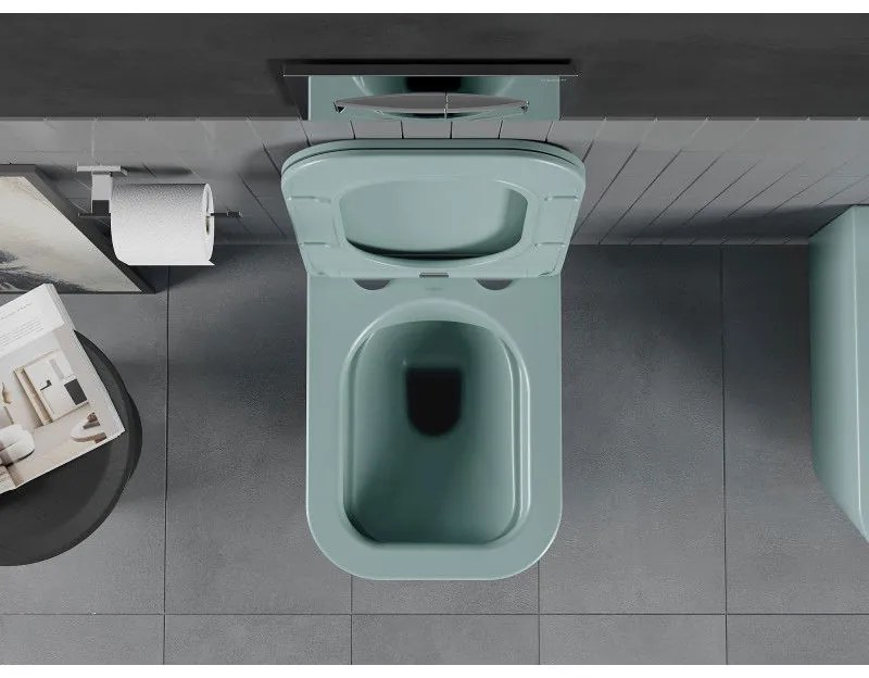 Mexen Teo, závesné WC Rimless s WC doskou slim, duroplast, zelená matná, 30854048