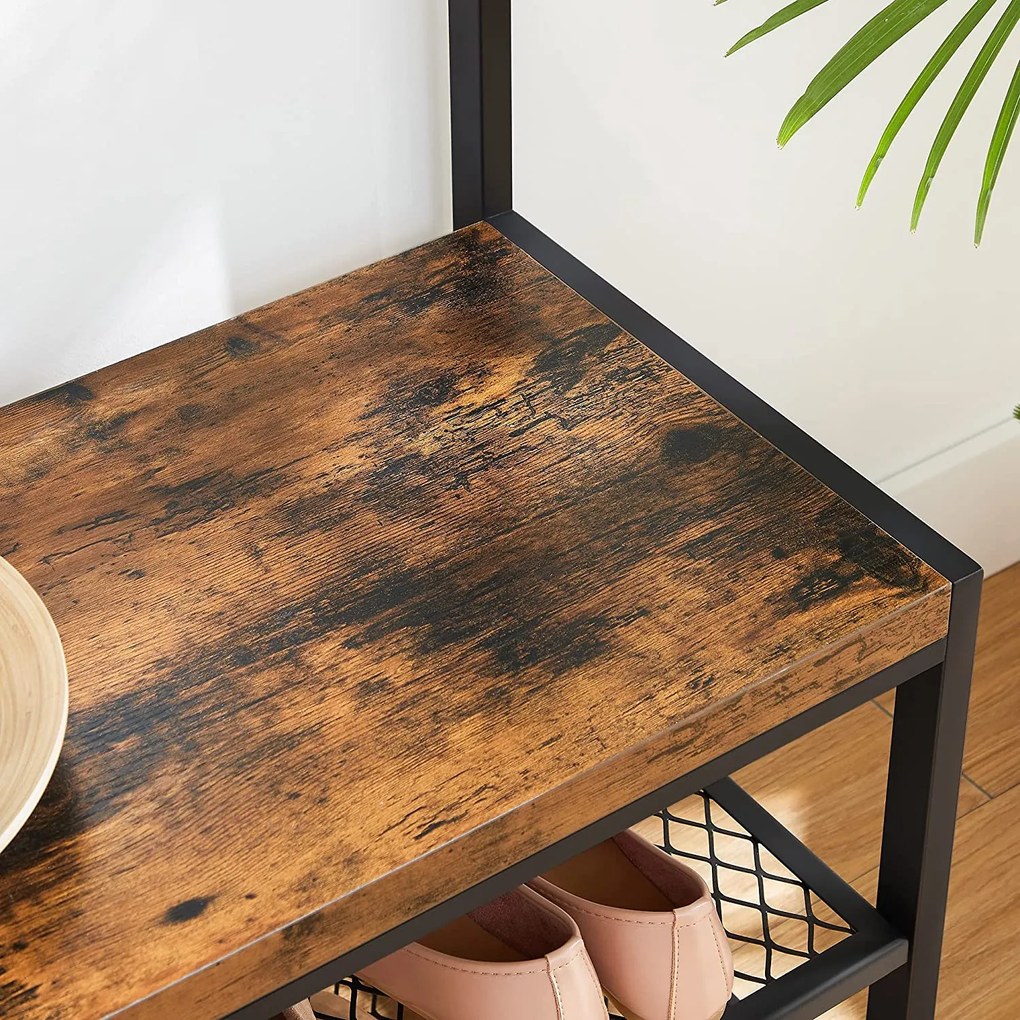 Vešiakový stojan s lavicou, predsieňová stena, rustikálna hnedá