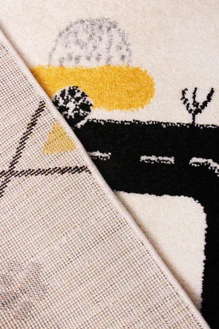 Detský koberec Kiddy H046A svetlosivý / žltý