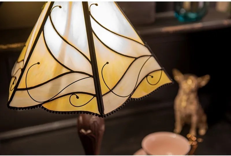 Béžová stolná lampa Tiffany Rio - Ø 31*43 cm E27/max 1*40W