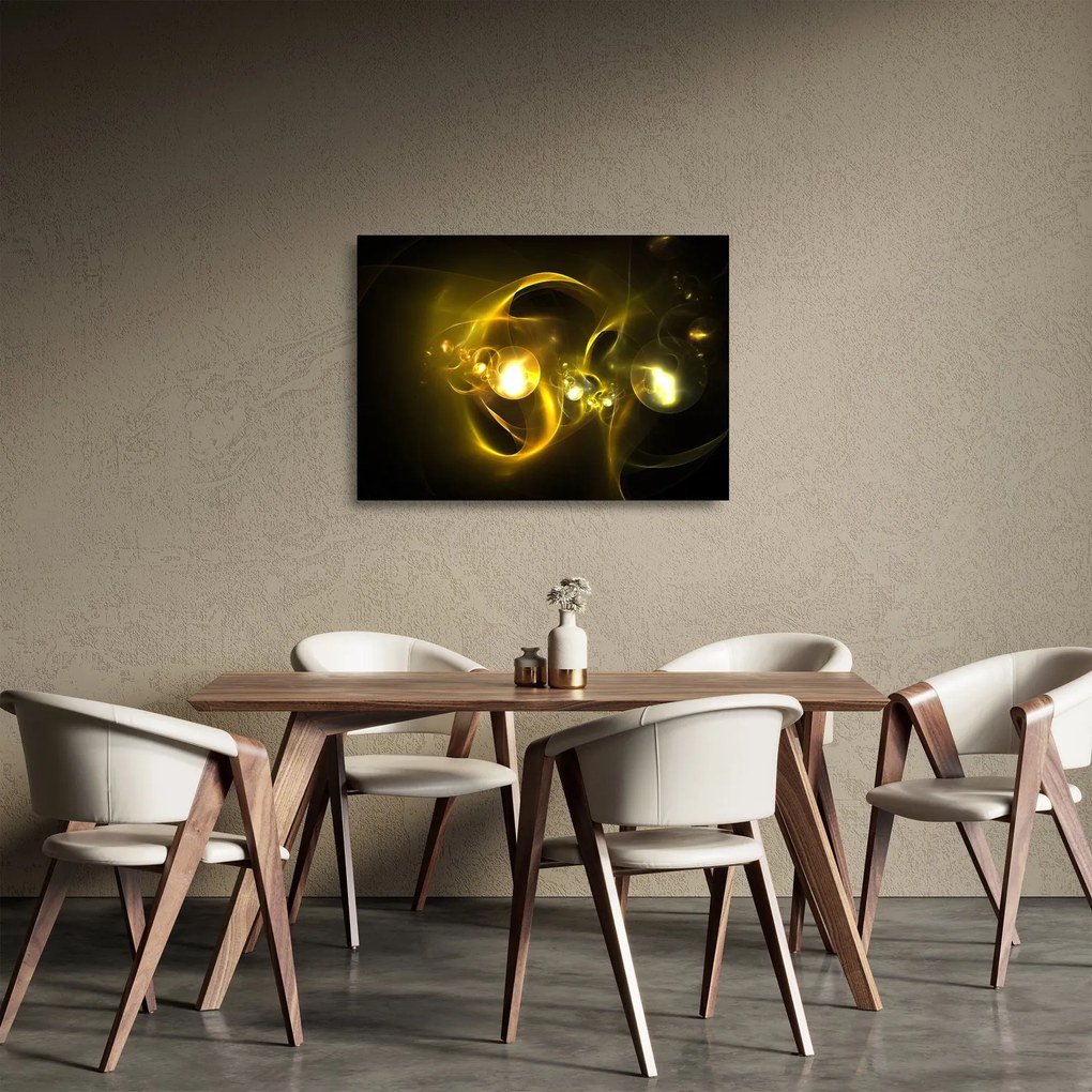 Abstraktný sklenený obraz žltých gulí (70x50 cm)