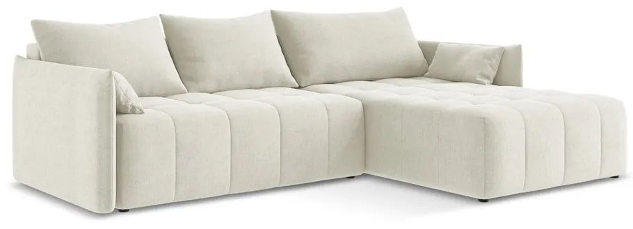 Béžová rozkladacia/s úložným priestorom rohová pohovka (pravý roh/s leňoškou) Moku – Makamii