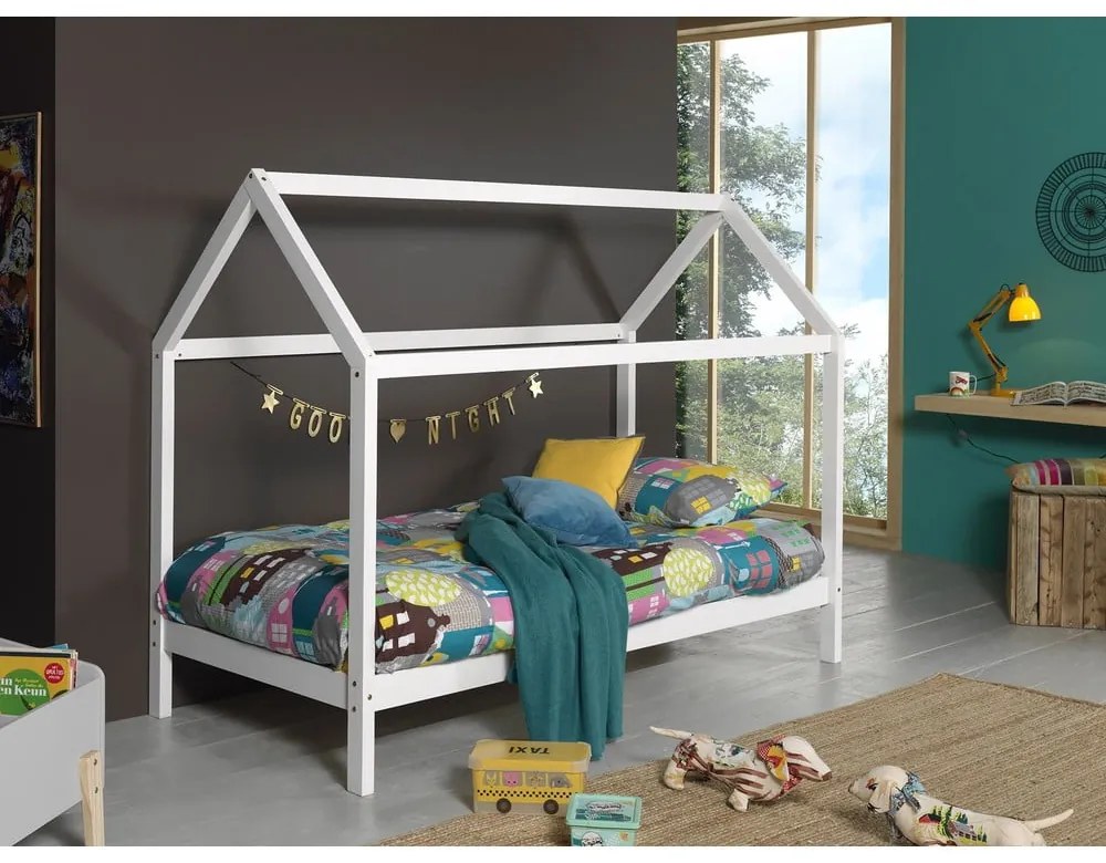 Biela domčeková detská posteľ 90x200 cm Dallas - Vipack