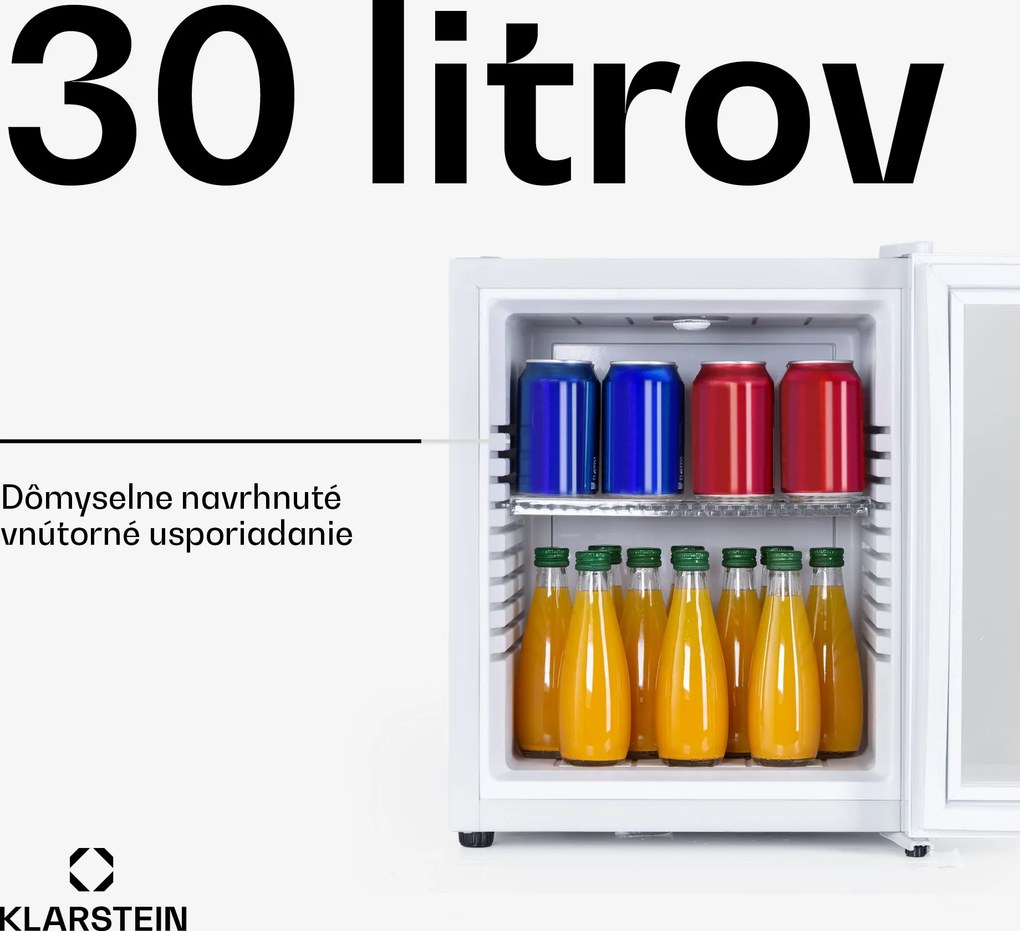 Klarstein Brooklyn 32, mini chladnička, sklenené dvere, LED osvetlenie, police