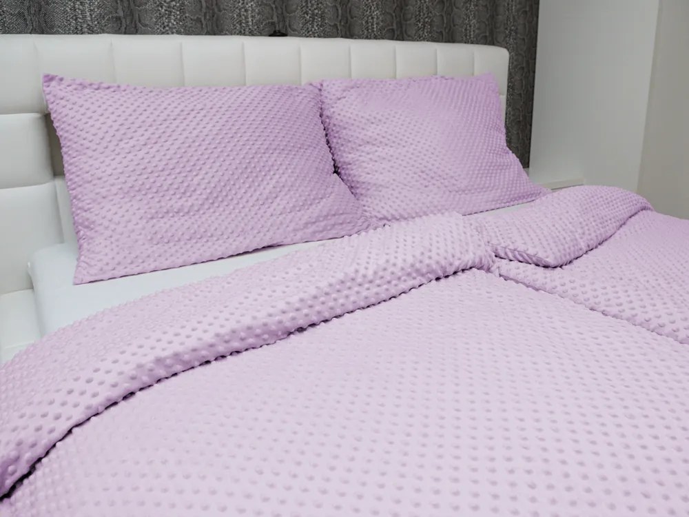Biante Hrejivé posteľné obliečky Minky 3D bodky MKP-002 Fialové lila Predĺžené 140x220 a 70x90 cm
