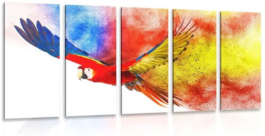 5-dielny obraz let papagája - 200x100