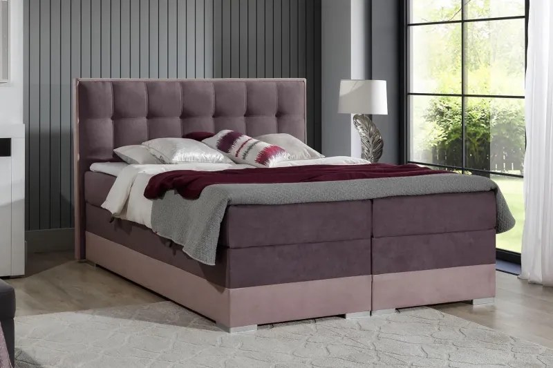 Posteľ Boxspring Damasia 200 x 180, červená / čierna (látka- 06)