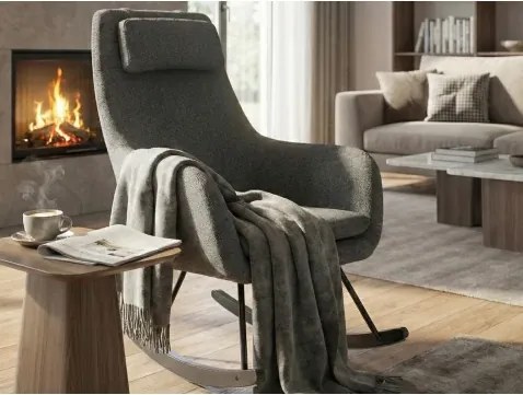 Hojdacie kreslo Galileo, stredne šedá tkanina%