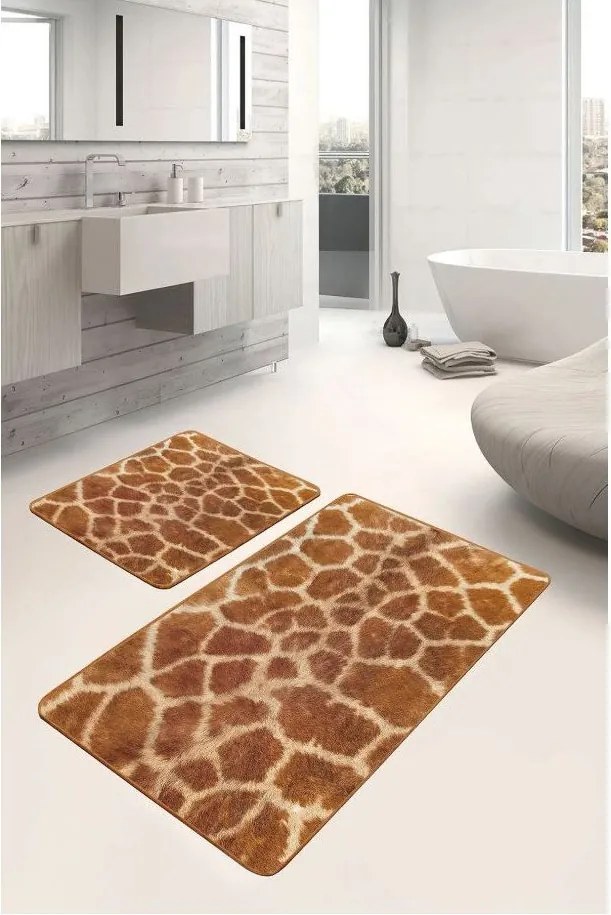 Hnedé zamatové kúpeľňové predložky v súprave 2 ks 60x100 cm – Mila Home