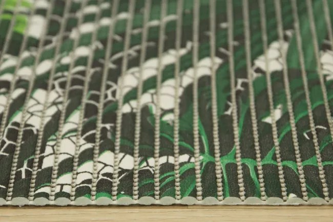 Kúpelňová penová rohož Softy-tex Monstera zelená / čierna