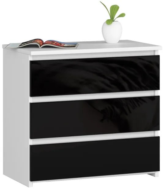 Nočný stolík CL3 60 cm biely / čierny, lesk