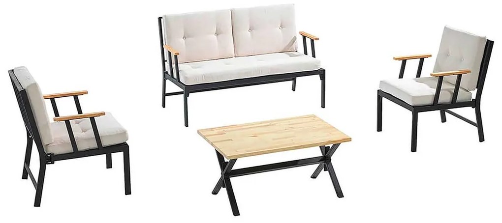 Vonkajší nábytok Lotus sada 4 ks Dvojmiestna pohovka: 137 x 84 x 74 cm / Pohovka: 62 x 84 x 74 cm / Konferenční Stôl: 90 x 45 x 60