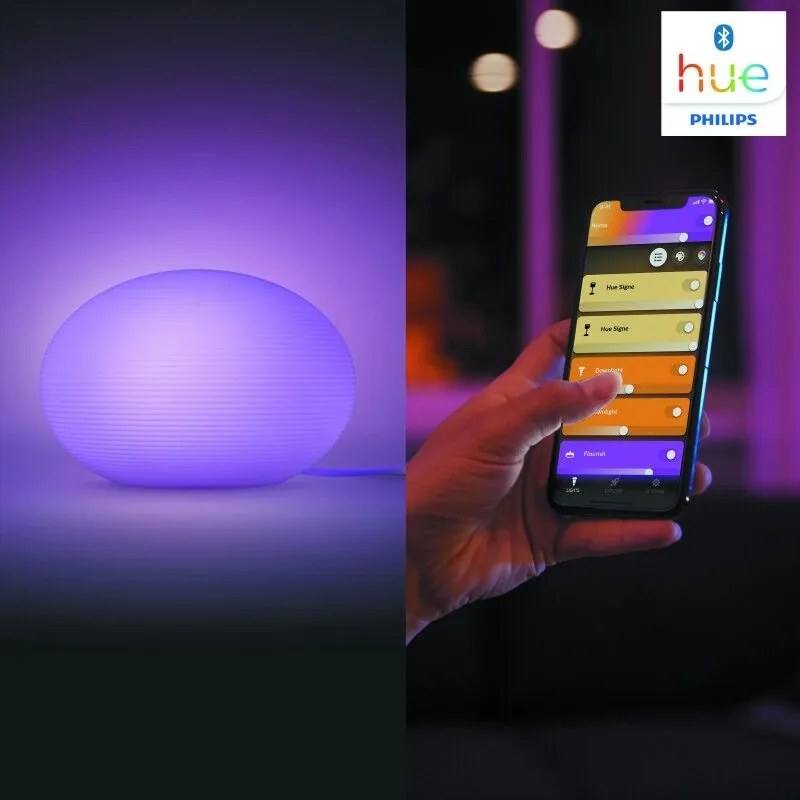 PHILIPS HUE Stolná LED múdra lampa HUE FLOURISH s funkciou RGB, 1xE27, 9,5 W, teplá biela-studená biela, biela