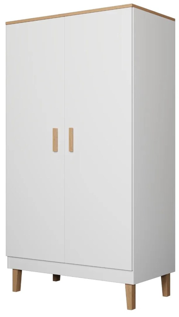 Šatníková skriňa DENVER 100 cm biela/dub hickory