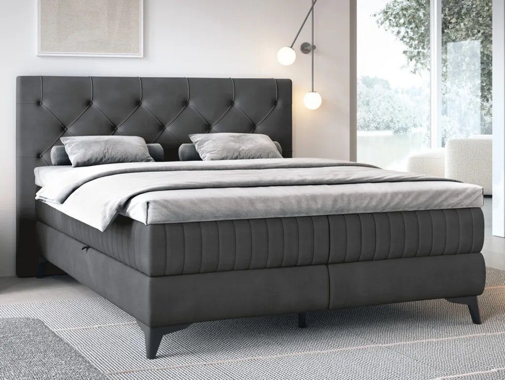 Posteľ Lusaka 180x200 cm, stredne šedá látka