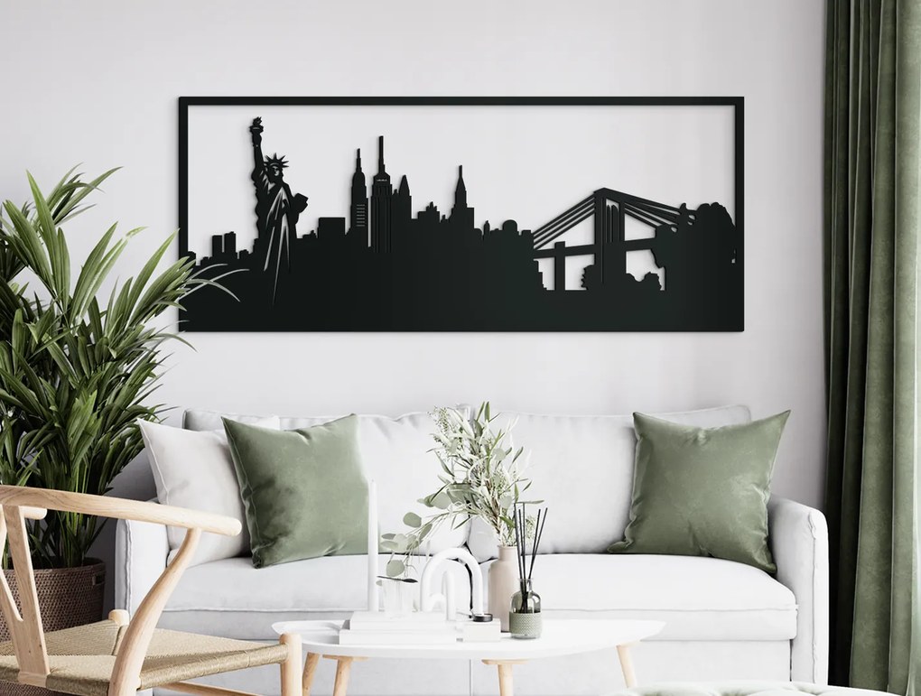 drevko Obraz New York Rozmer obrazu: 37 x 89 cm, Farba dekorácie: Čierna