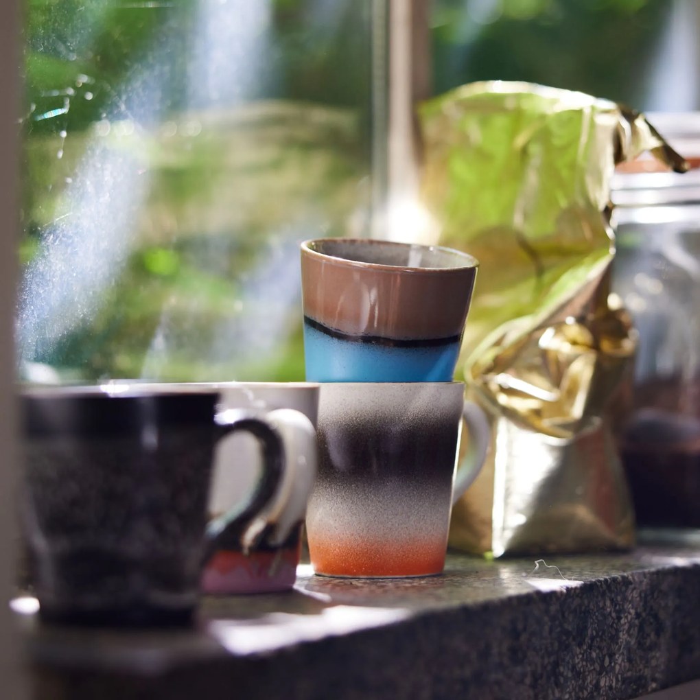 HK living Kameninový hrnček na espresso 70's Funky 80 ml – set 4 ks