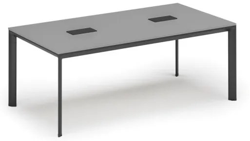 Stôl INVITATION 2000 x 1000 x 740, sivá + 2x stolná zásuvka TYP V, čierna