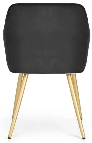 Sada dvoch jedálenských stoličiek ESTELLE zamatové, čierne / zlaté nohy (2 ks)