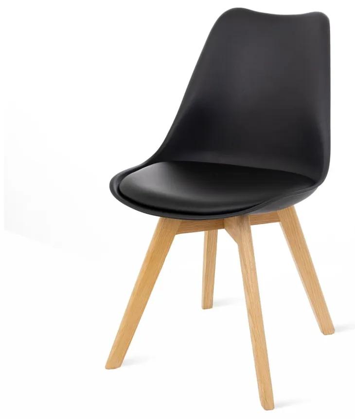 Sada 2 čiernych stoličiek s bukovými nohami loomi.design Retro