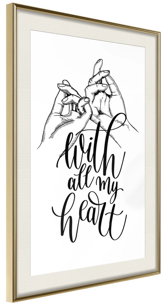 Artgeist Plagát - With All My Heart [Poster] Veľkosť: 20x30, Verzia: Čierny rám s passe-partout