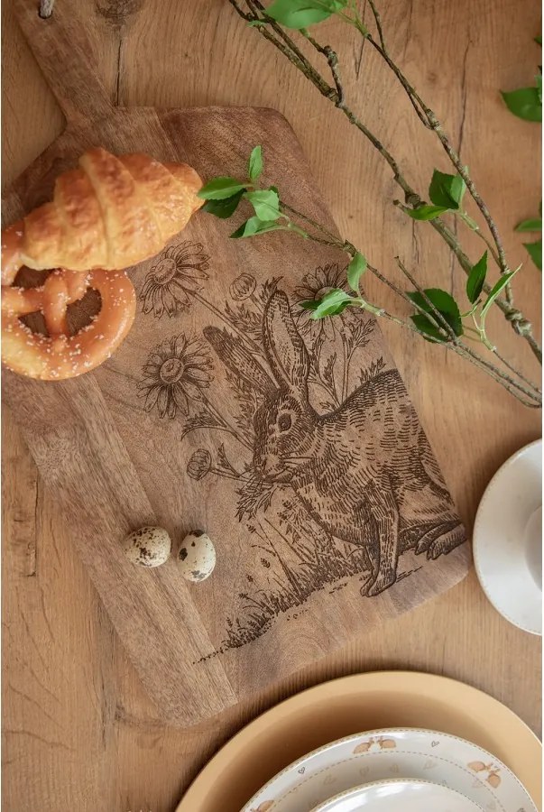 Drevená servírovacia doštička s králikom Board Wood Rabbit - 25*2*50 cm